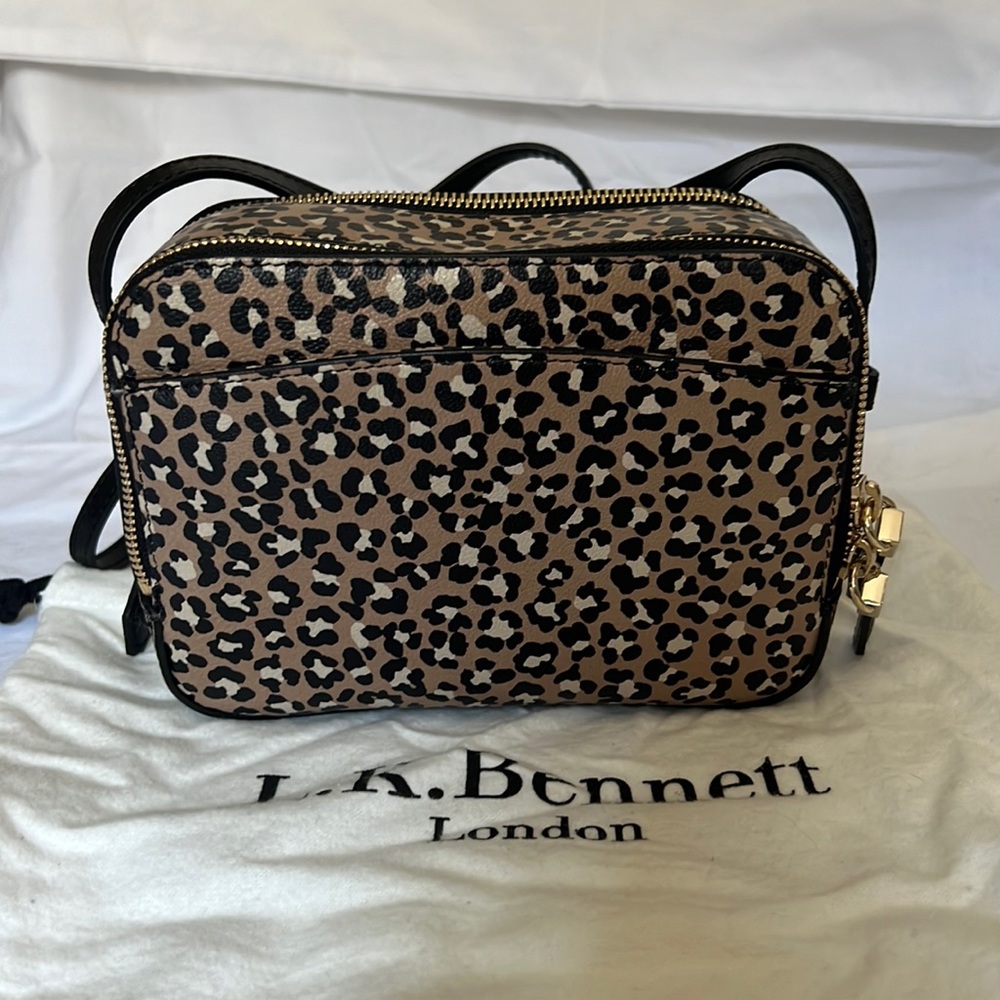 LK Bennett Mariel Crossbody Leather Bag Leopard Print